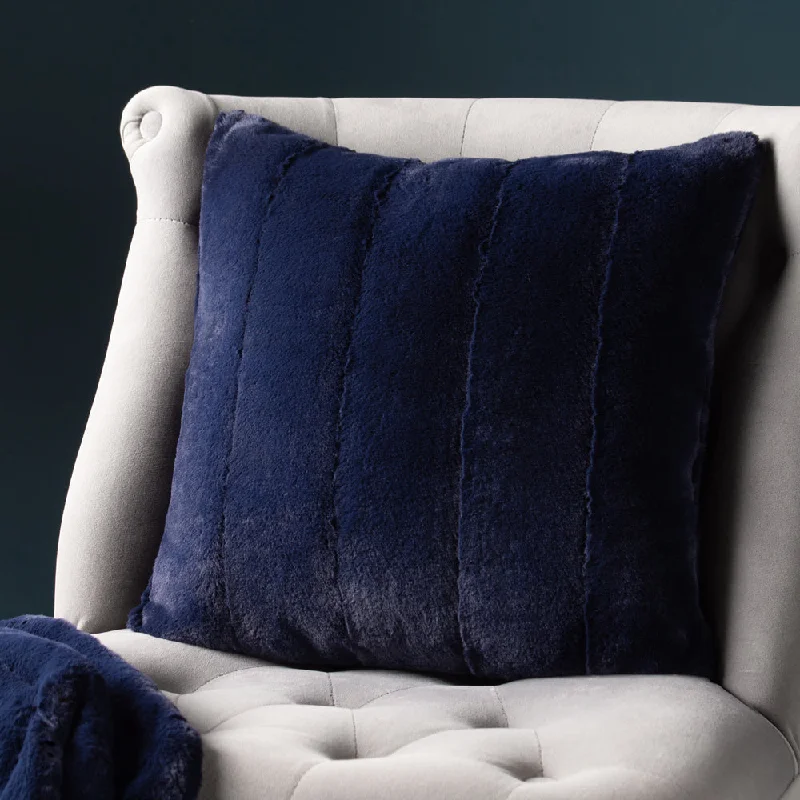 Empress Faux Fur Cushion Navy