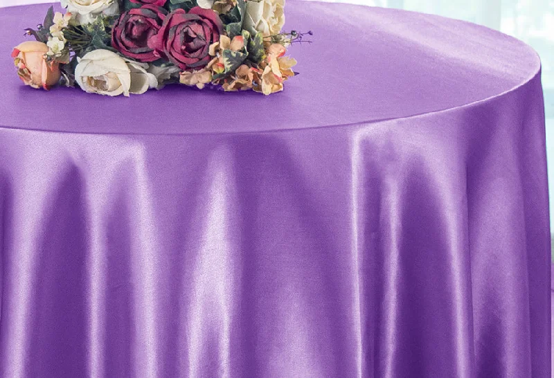 90" Seamless Round Satin Tablecloth - Victoria Lilac (1pc)