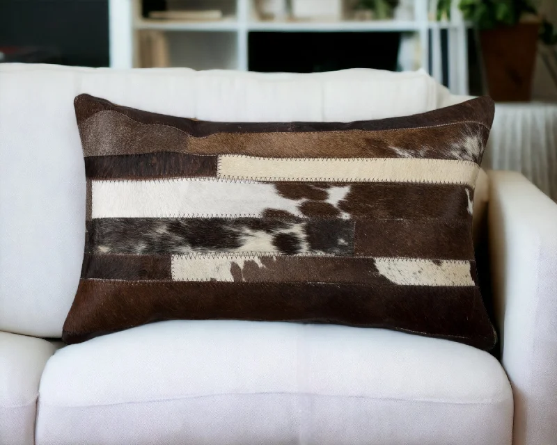 12" X 20" Chocolate Cowhide Throw Pillow