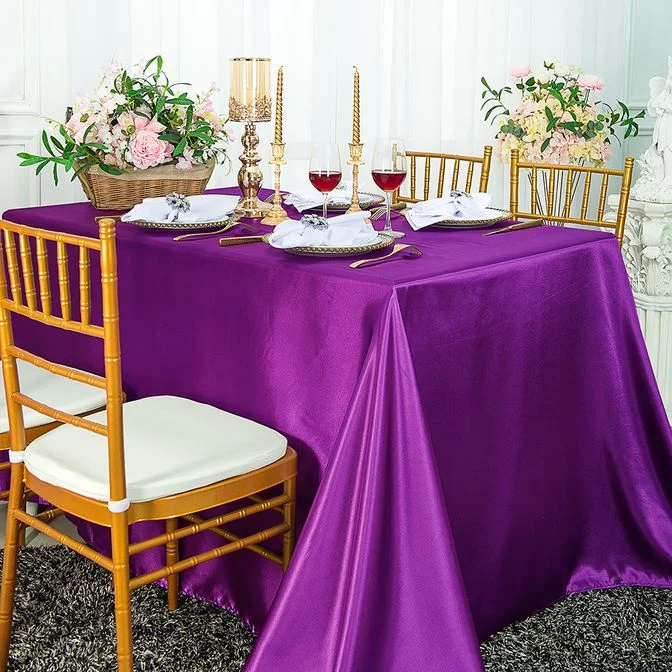 54"x108" Seamless Rectangular Satin Tablecloth/Overlay - Purple (1pc)