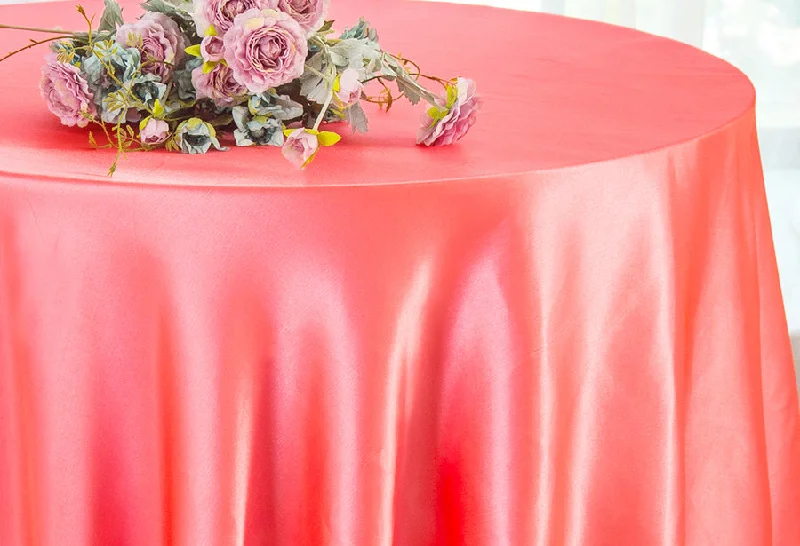 108" Seamless Round Satin Tablecloth - Coral (1pc)