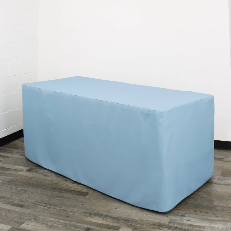 6 ft. Fitted Polyester Tablecloth Rectangular Light Blue