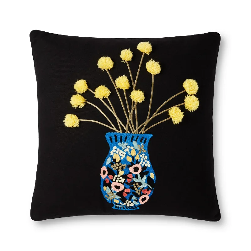 Black Vase & Yellow Flowers Pillow