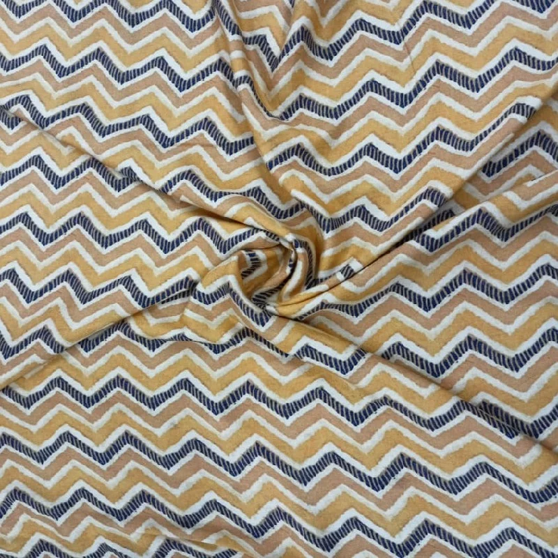 Yellow Chevron Pattern Cotton Linen Fabric