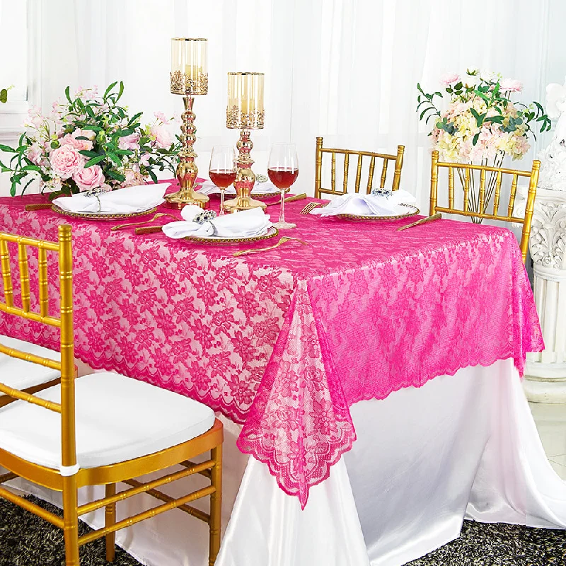 54"x108" Rectangular Caspari Lace Tablecloth/Table Overlay Topper - Fuchsia (1pc)