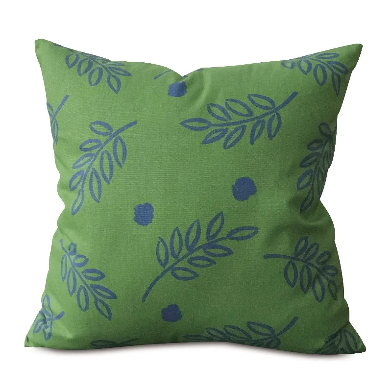 Green and Blue Botanical Throw Pillow Cover 22x22