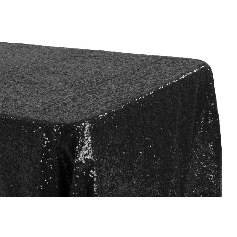 Glitz Sequin 90"x156" Rectangular Tablecloth - Black