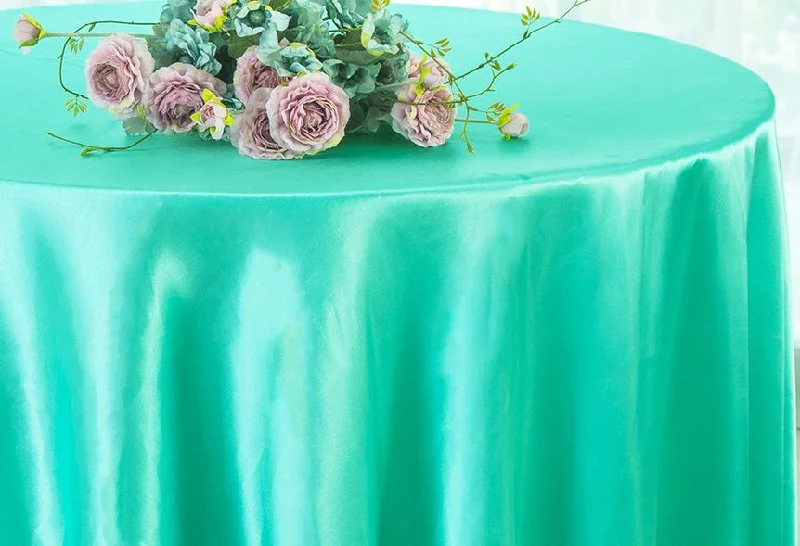 90" Seamless Round Satin Tablecloth - Tiff Blue/Aqua Blue (1pc)