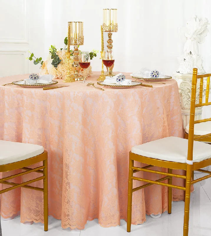 108" Round Caspari Lace Tablecloth/Table Overlay - Apricot/Peach (1pc)