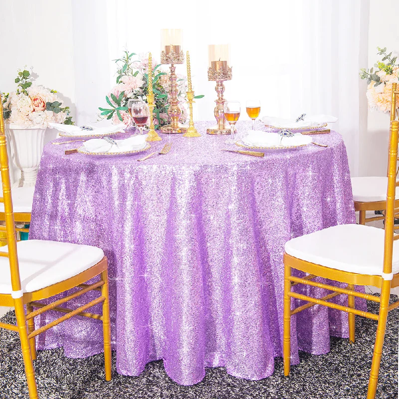 132" Round Sequin Taffeta Tablecloth - Lavender (1pc)