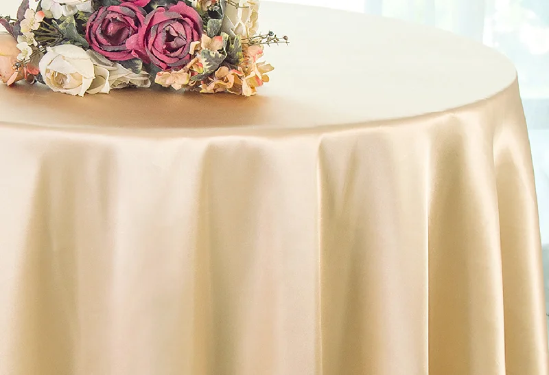 108" Seamless Round Satin Tablecloth - Champagne (1pc)