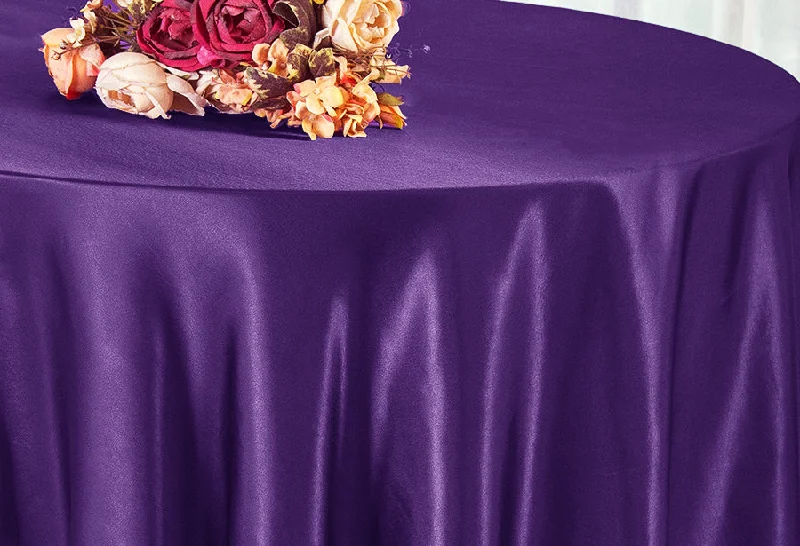 120" Seamless Round Satin Tablecloth - Eggplant (1pc)