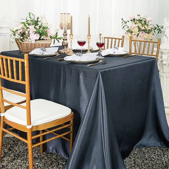 72"x120" Seamless Rectangular Satin Tablecloth - Pewter/Charcoal (1pc)