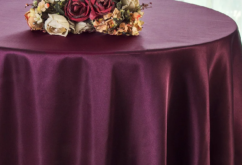 90" Seamless Round Satin Tablecloth - Plum (1pc)