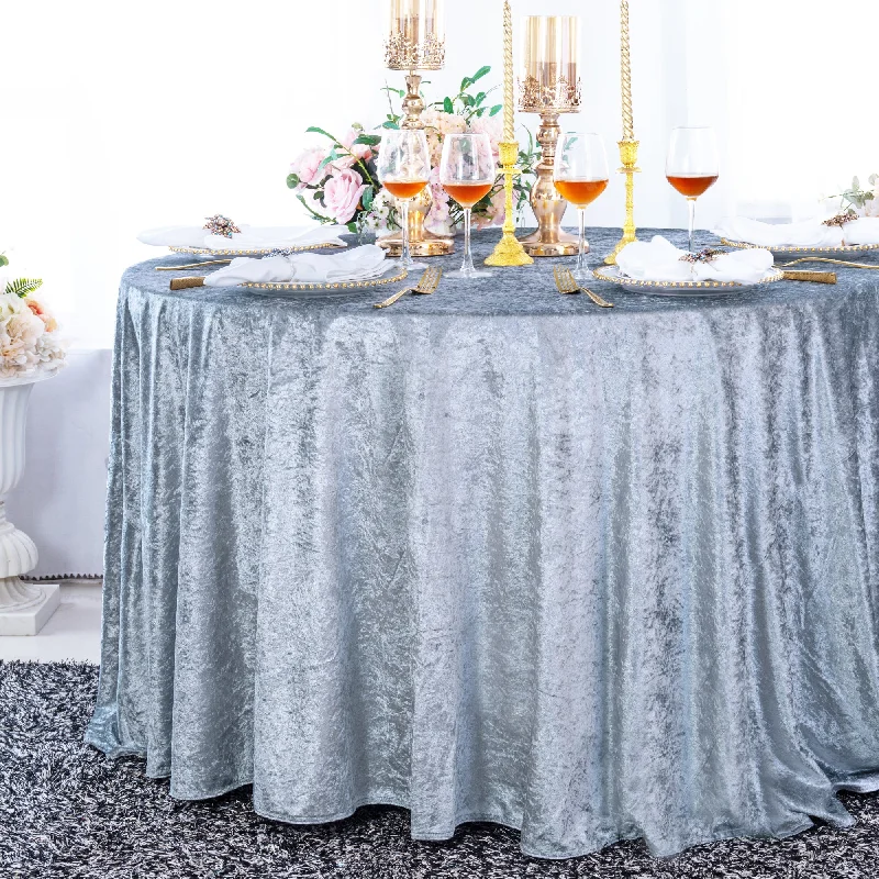 120" Round Ice Crushed Velvet (200 GSM) Tablecloth - Dusty Blue (1pc)