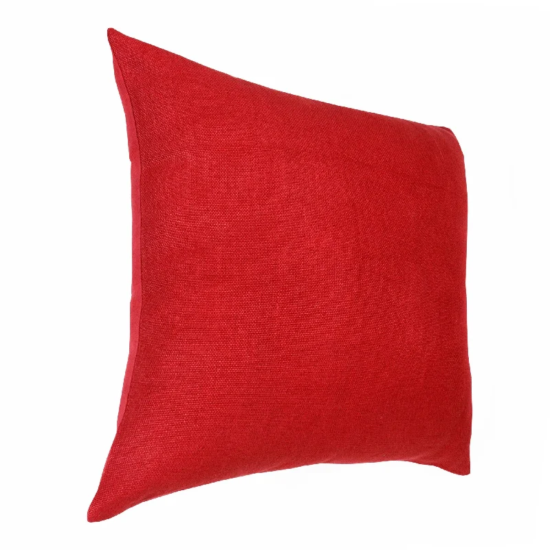 20" X 20" Red Linen Zippered Pillow