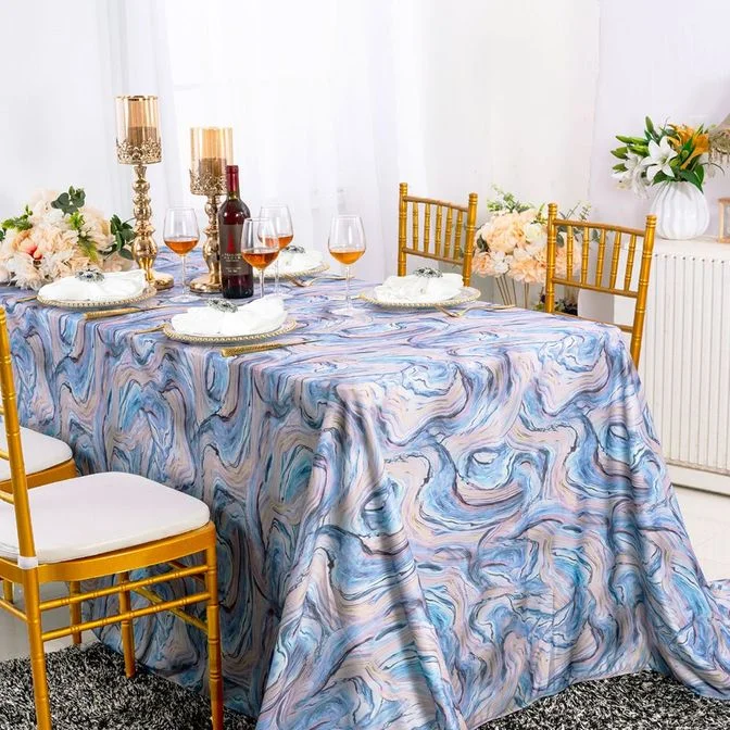 90"x132" Seamless Rectangular Agate Scuba (Wrinkle-Free) (240 GSM) Tablecloth - Dusty Blue (1pc)