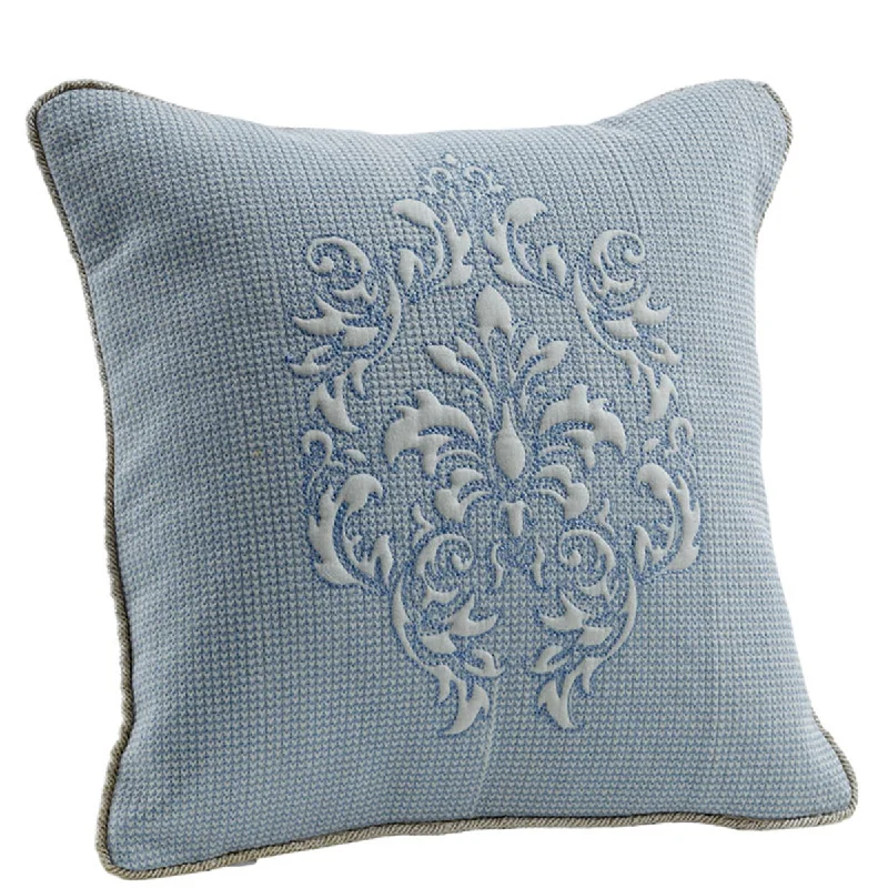 Royal Insignia Damask Gauge Printed Blue Cushion Cover