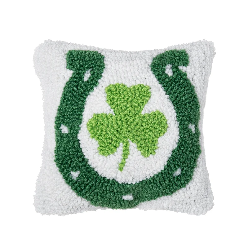 Horseshoe Clover Mini Hooked Pillow