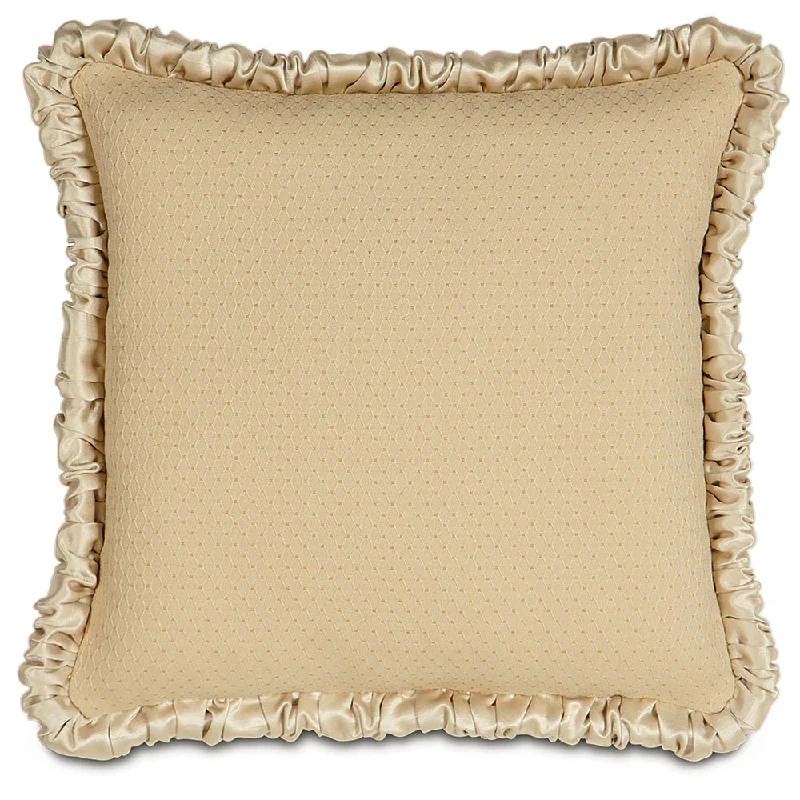 Ruched Welt Gold Luxury Woven Throw Pillow Cover 16x16