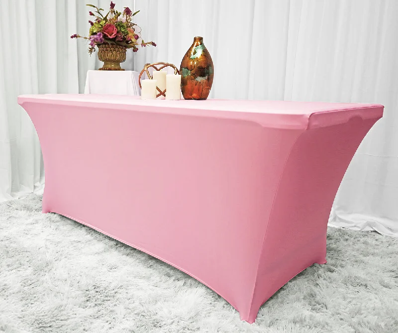 8 Ft Rectangular Spandex (220 GSM) Table Cover - Pink (1pc)