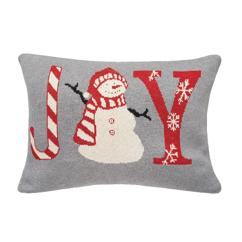 Joy Snowman Knitted Pillow