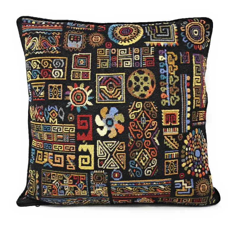 DaDa Bedding Ethnic Ornaments Geometric Black Tapestry Throw Pillow Covers 16" (18118)