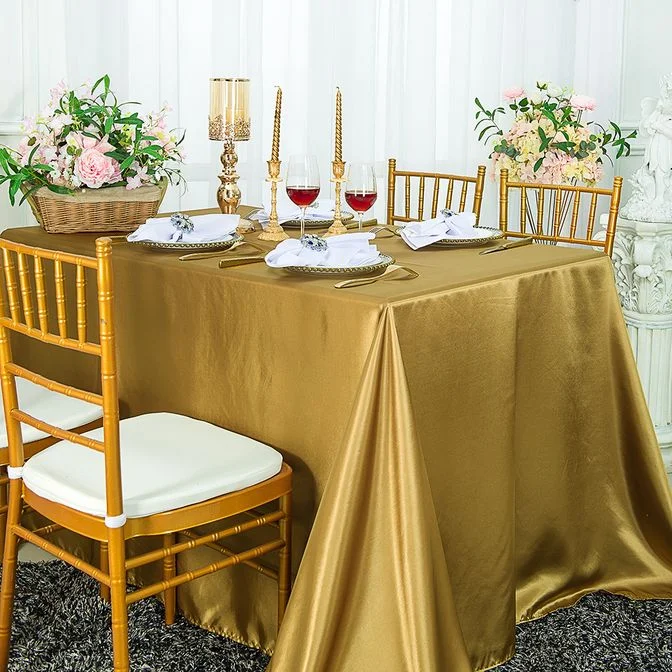 72"x120" Seamless Rectangular Satin Tablecloth - Antique Gold (1pc)