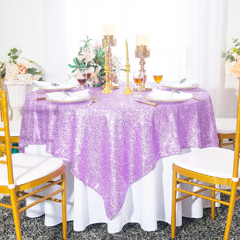 72"x72" Seamless Square Sequin Taffeta Tablecloth/Table Overlay - Lavender (1pc)