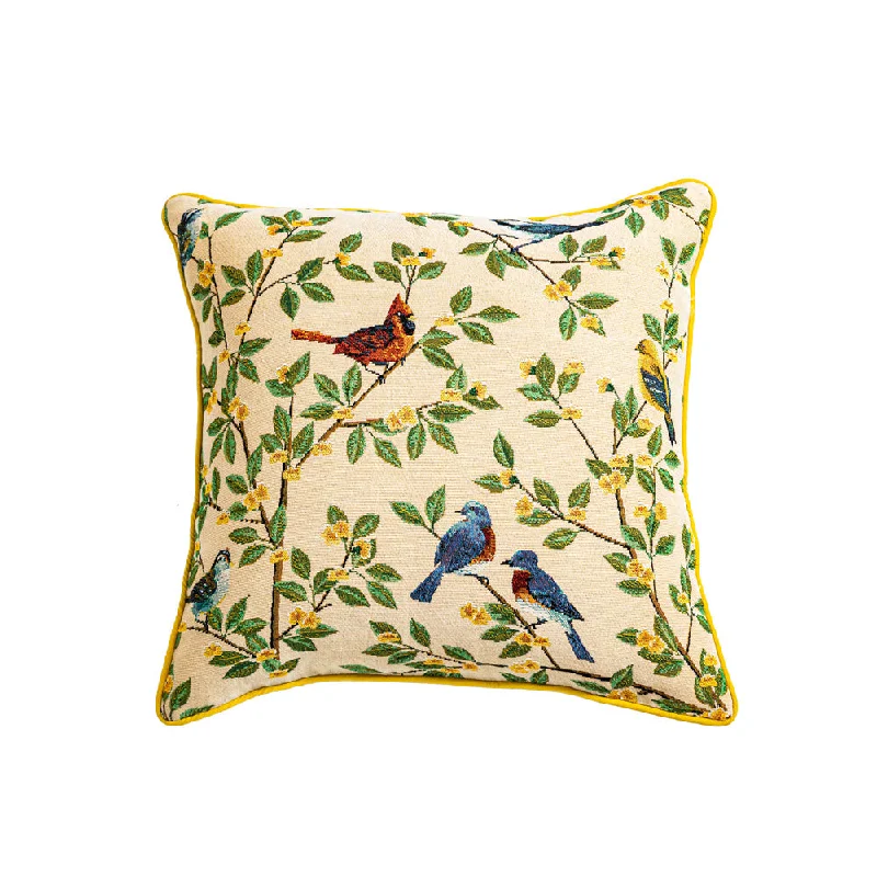 Eden Retro Parrot Jacquard Throw Pillow Cover