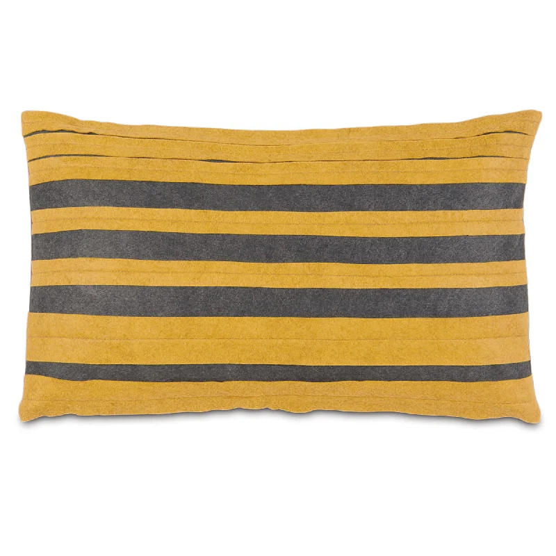 Citron Rugby Stripe Lumbar Pillow Cover 13x22