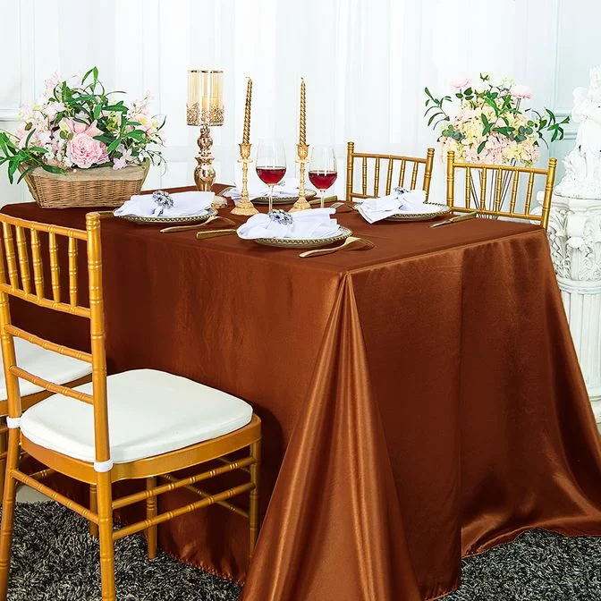 54"x108" Seamless Rectangular Satin Tablecloth/Overlay - Cognac (1pc)