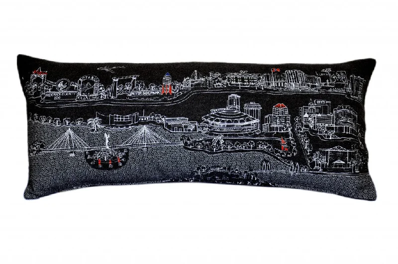 35" Black Wichita Nighttime Skyline Lumbar Decorative Pillow