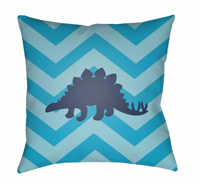 Kids Dinosaur Animal Print Decorative Nursery Blue Throw Pillow