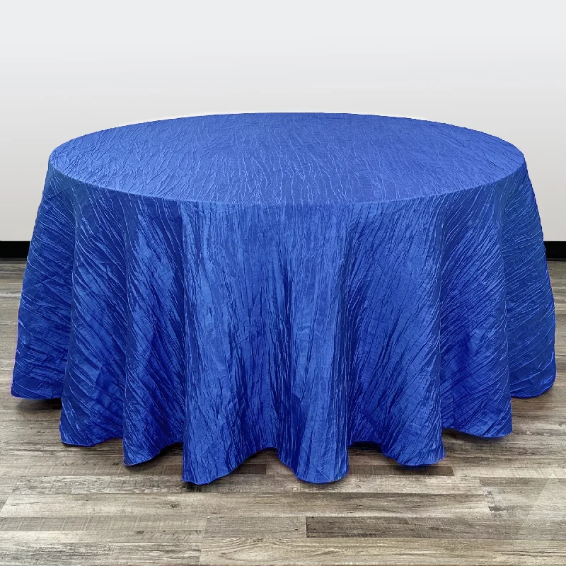 132 inch Crinkle Taffeta Round Tablecloth Royal Blue