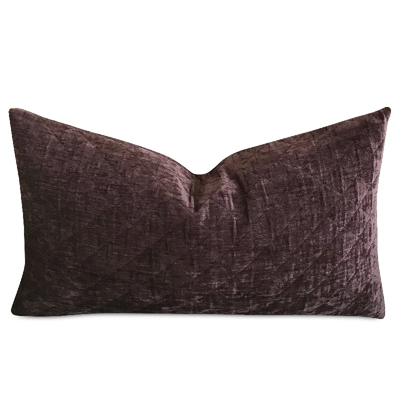 Dark Purple Velvet Pleated Throw Pillow Cover 15x26