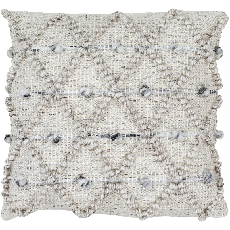 Anders Hand Woven Pillow in Cream & Light Gray