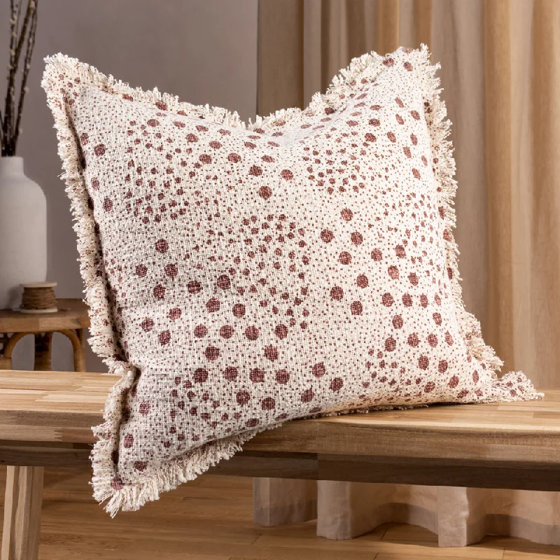 Hara Woven Fringed Cotton Cushion Pecan