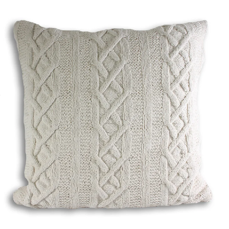 Aran Cable Knit Cushion Cream