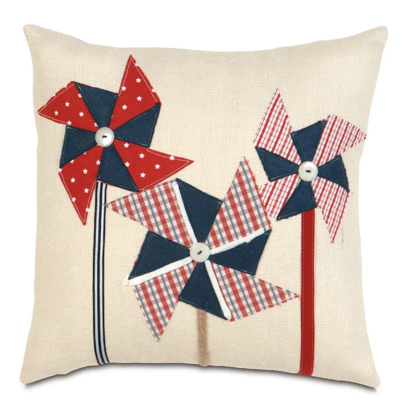 Americana Pinwheel Throw Pillow Cover 18x18