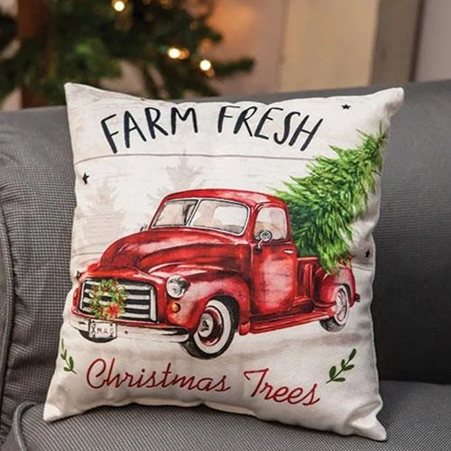 Farm Fresh Christmas Trees Truck Pillow