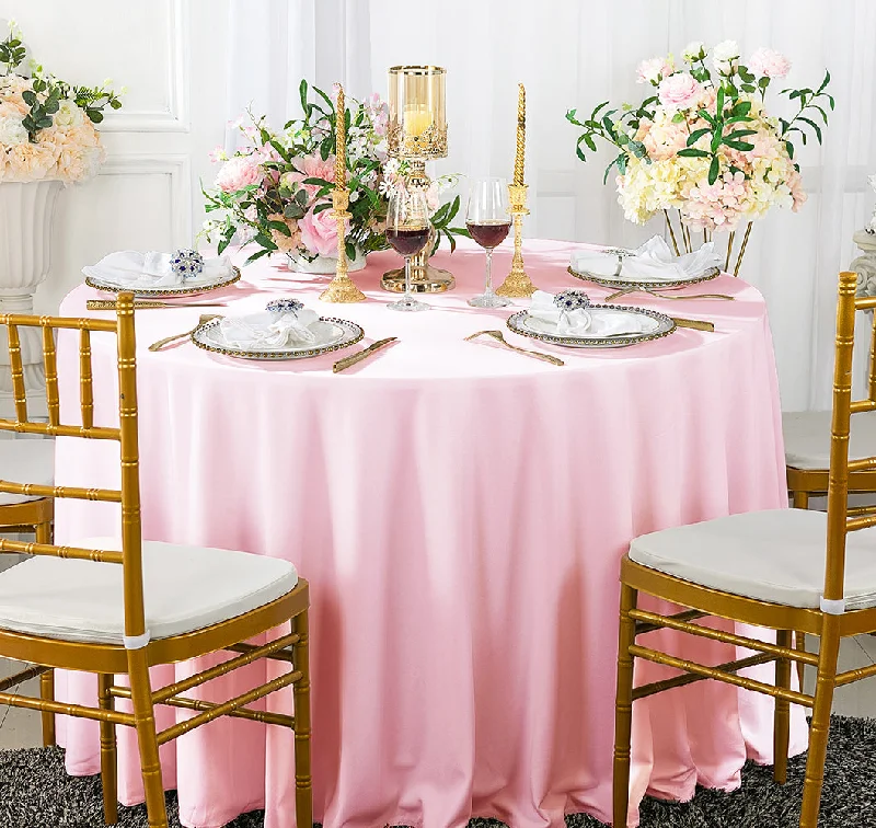 132" Round Scuba (Wrinkle-Free) (240 GSM) Tablecloth - Pink (1pc)