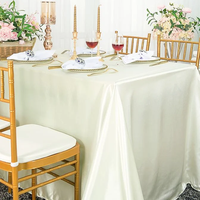 72"x120" Seamless Rectangular Satin Tablecloth - Ivory (1pc)