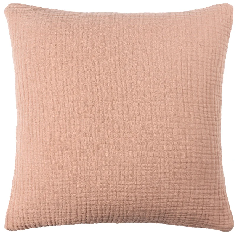 Lark Muslin Crinkle Cotton Cushion Pink Clay