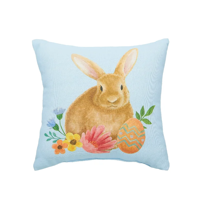 Blue Floral Bunny Pillow