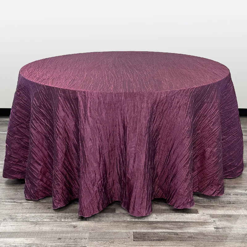 132 inch Crinkle Taffeta Round Tablecloth Eggplant