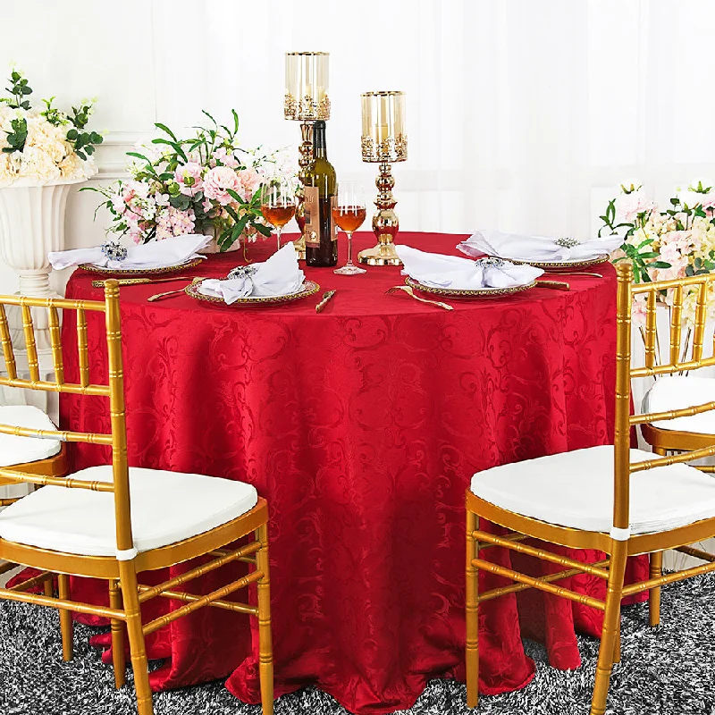 108" Seamless Round Versailles Chopin Damask Jacquard Polyester (220 GSM) Tablecloth - Apple Red (1pc)