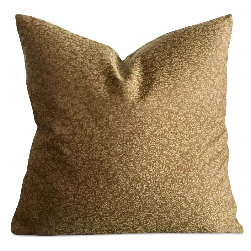 Olive Brown Leaf Luxury Woven Throw Pillow Cover 22x22