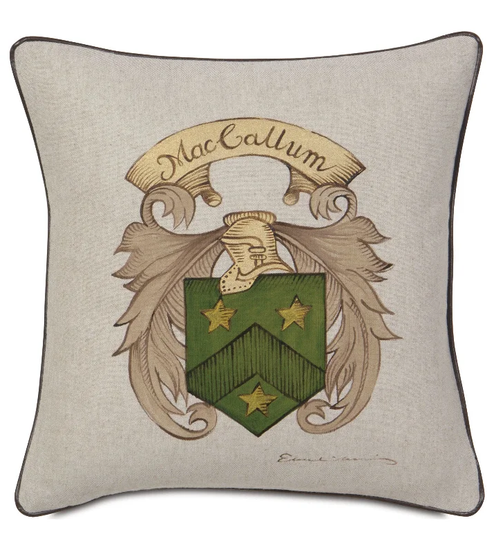 Hand Painted Crest Throw Pillow Cover 16x16