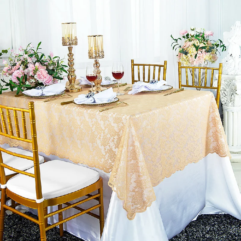 54"x108" Rectangular Caspari Lace Tablecloth/Table Overlay Topper - Champagne 90928 (1pc/pk)